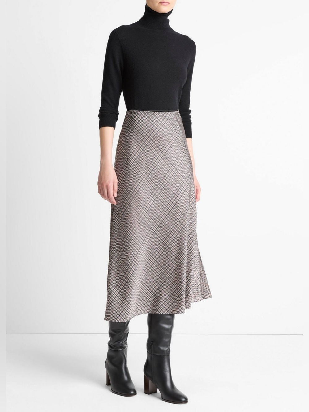 Vince Pressed Plaid Satin Slip Skirt from Nordstrom - Picture 2 of 14